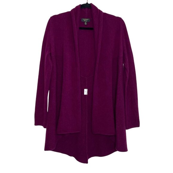 Charter Club 100% Cashmere Open Front Cardigan Sweater Purple Luxury Soft Knit M - Picture 3 of 10